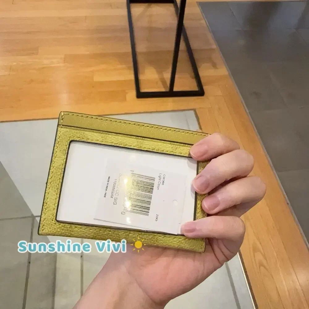 NWT Coach Slim Id Card Case In Signature Canvas CW366 light Citron